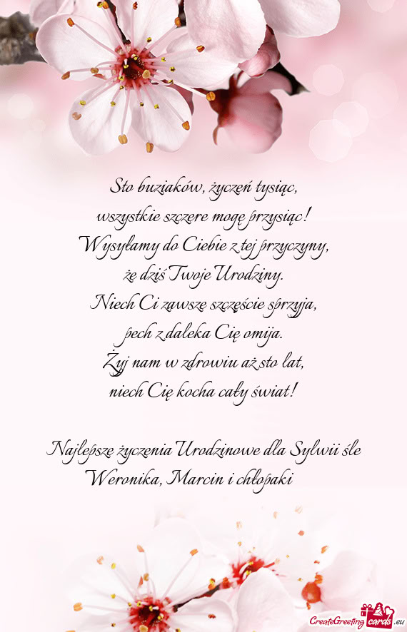 Najlepsze życzenia Urodzinowe dla Sylwii śle Weronika, Marcin i chłopaki ❤️❤️❤️