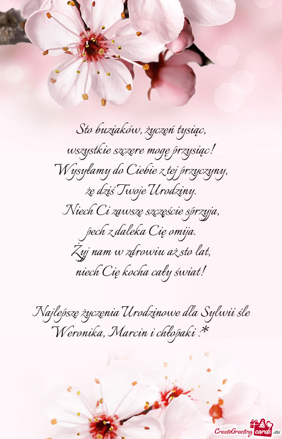 Najlepsze życzenia Urodzinowe dla Sylwii śle Weronika, Marcin i chłopaki :* ❤️❤️❤️