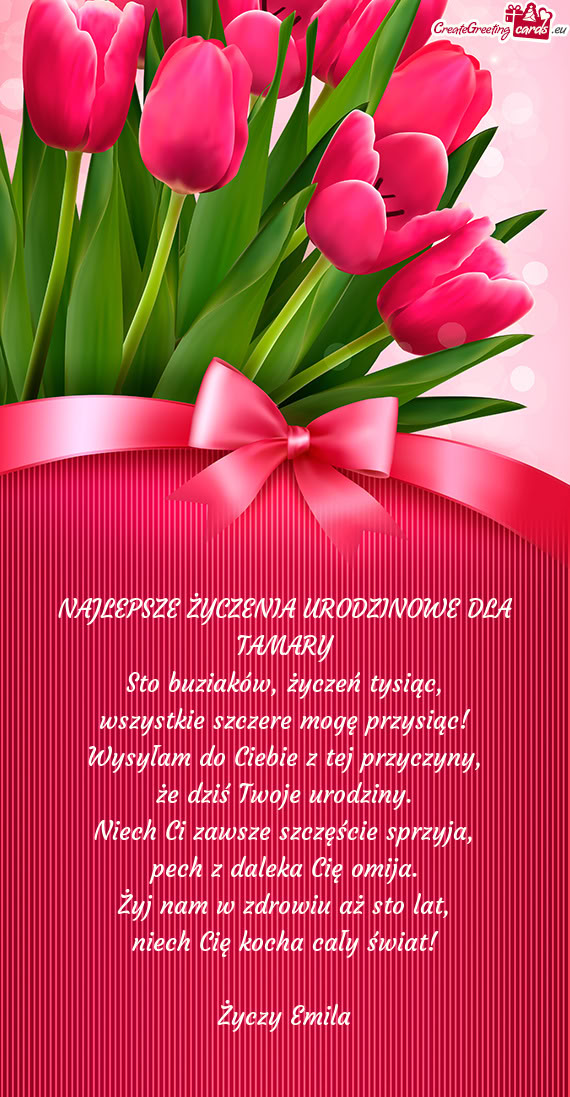 NAJLEPSZE ŻYCZENIA URODZINOWE DLA TAMARY Sto buziaków