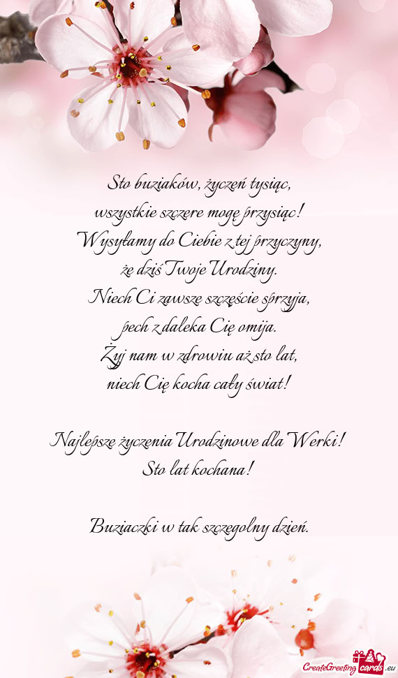 Najlepsze życzenia Urodzinowe dla Werki