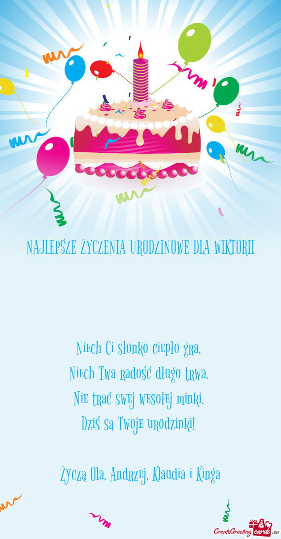 NAJLEPSZE ŻYCZENIA URODZINOWE DLA WIKTORII