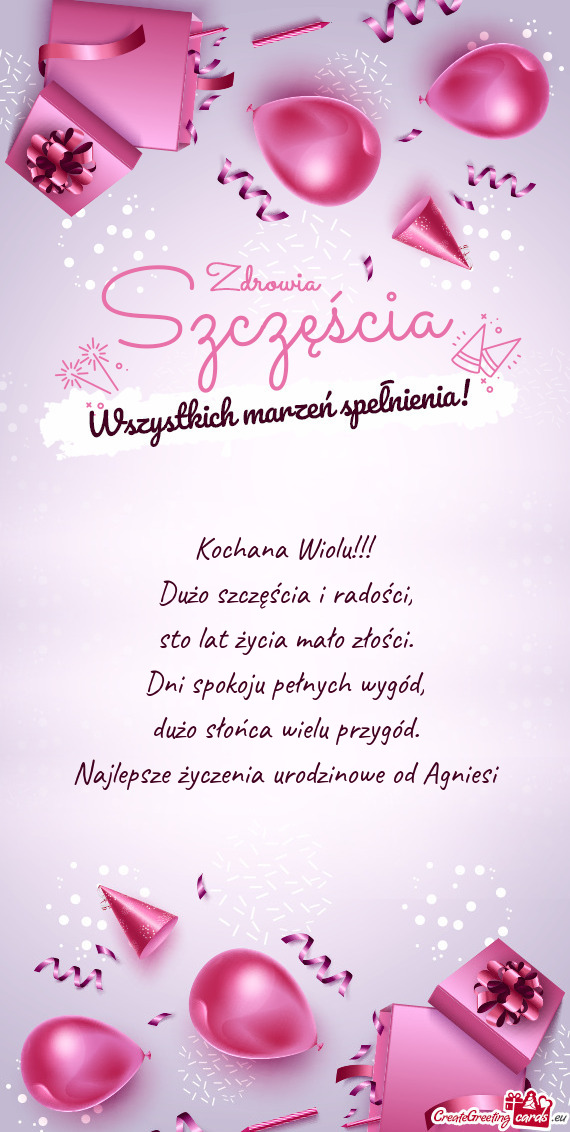 Najlepsze życzenia urodzinowe od Agniesi