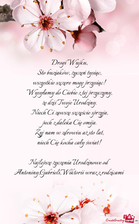 Najlepsze życzenia Urodzinowe od Antoniny,Gabrieli,Wiktorii wraz z rodzicami🎂