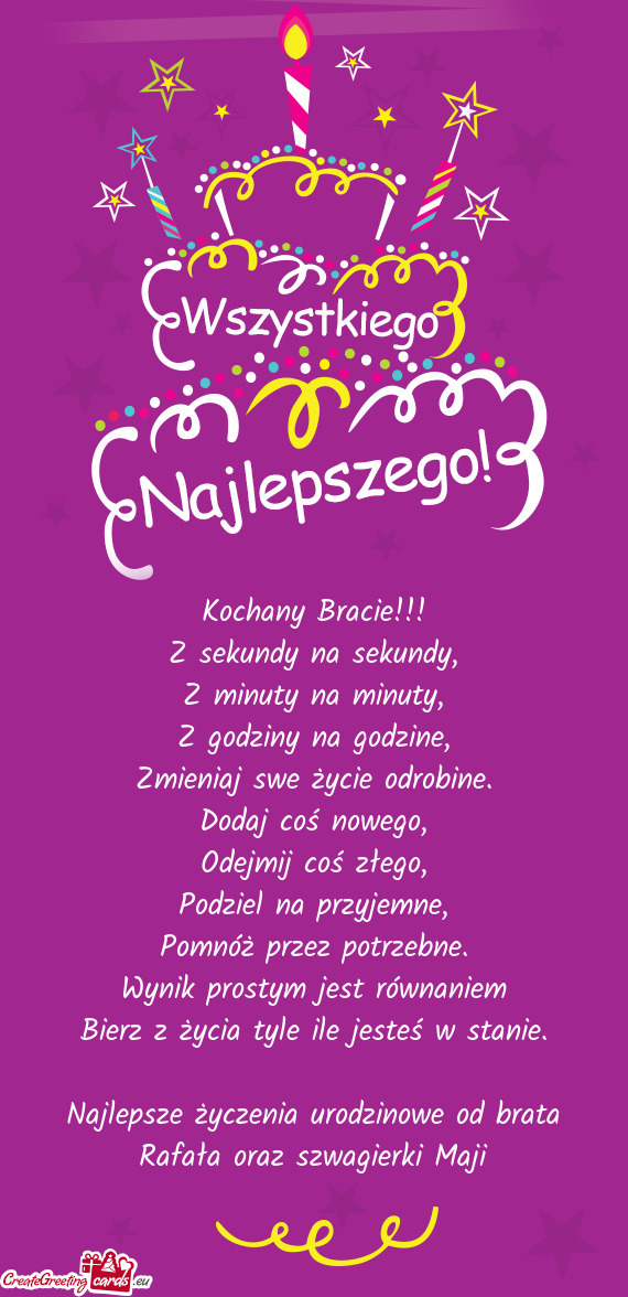 Najlepsze życzenia urodzinowe od brata Rafała oraz szwagierki Maji