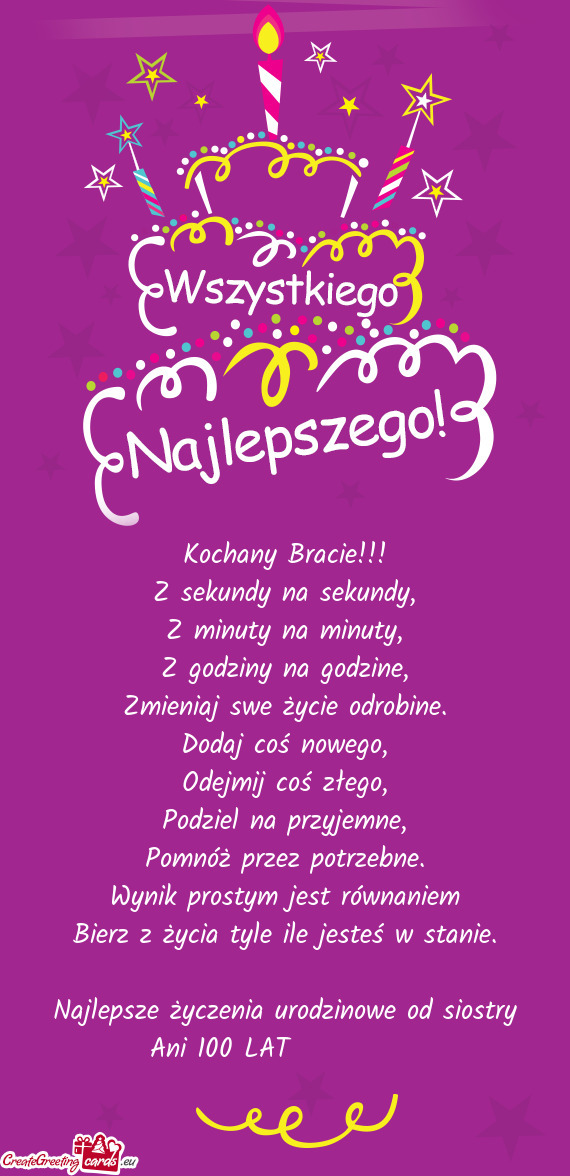 Najlepsze życzenia urodzinowe od siostry Ani 100 LAT ♥️♥️♥️