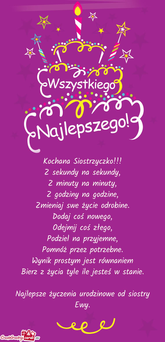 Najlepsze życzenia urodzinowe od siostry Ewy