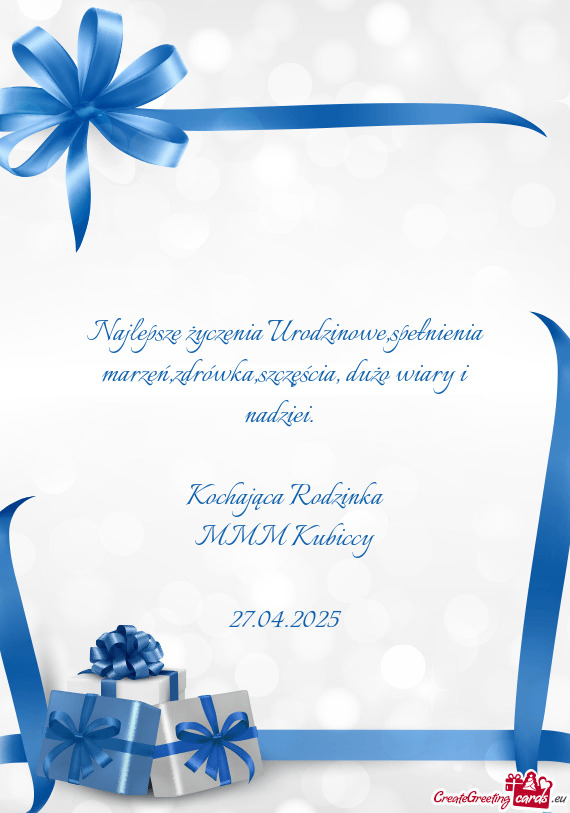 Najlepsze życzenia Urodzinowe,spełnienia marzeń,zdrówka,szczęścia, dużo wiary i nadziei