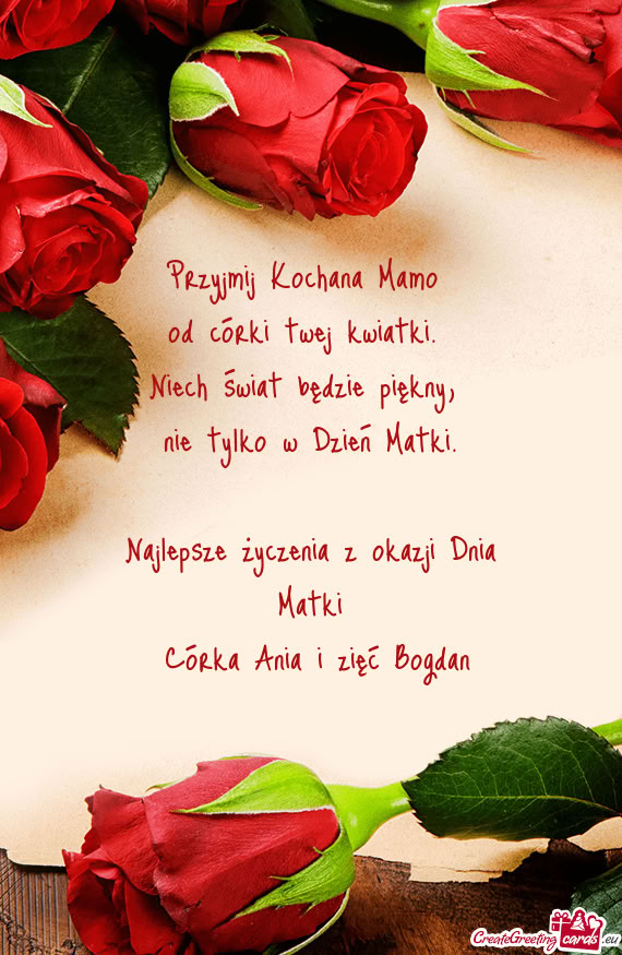 Najlepsze życzenia z okazji Dnia Matki ❤️ Córka Ania i zięć Bogdan❤️