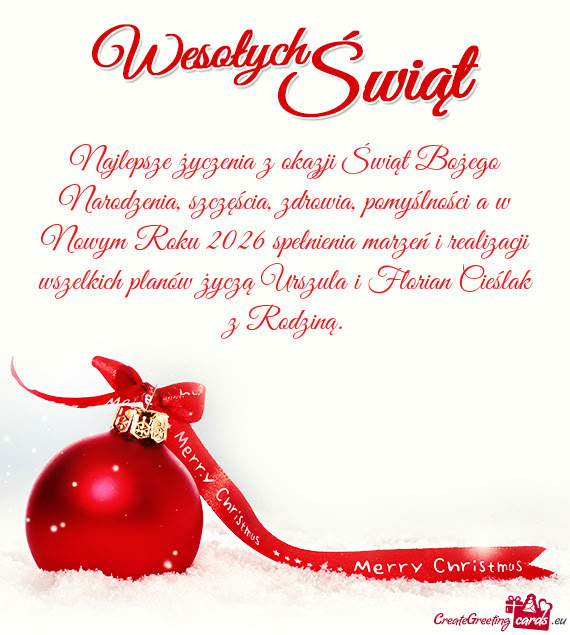 Najlepsze życzenia z okazji Świąt Bożego Narodzenia, szczęścia, zdrowia,