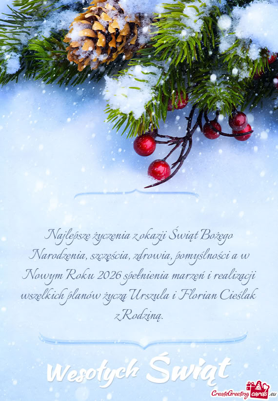 Najlepsze życzenia z okazji Świąt Bożego Narodzenia, szczęścia, zdrowia,