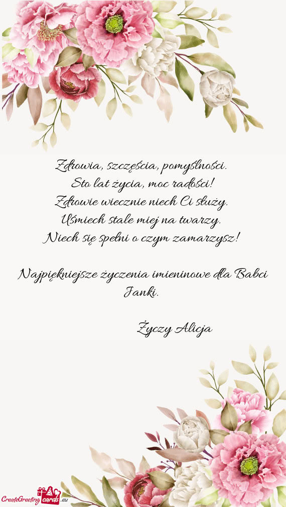 Najpiękniejsze życzenia imieninowe dla Babci Janki