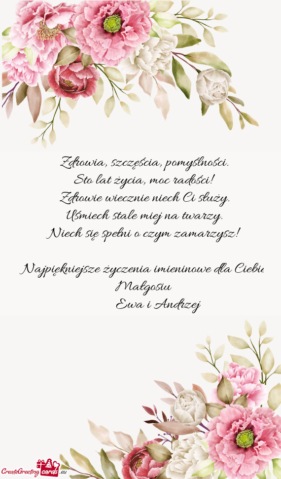 Najpiękniejsze życzenia imieninowe dla Ciebie Małgosiu