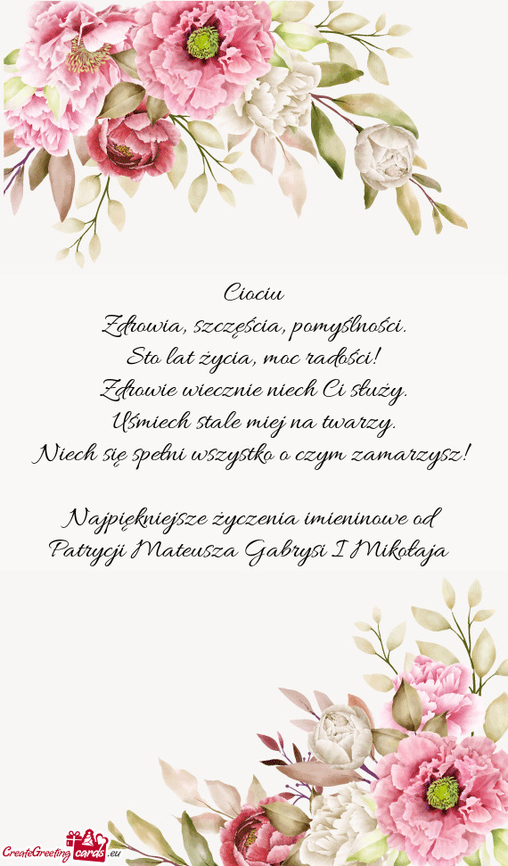 Najpiękniejsze życzenia imieninowe od Patrycji Mateusza Gabrysi I Mikołaja 🌸