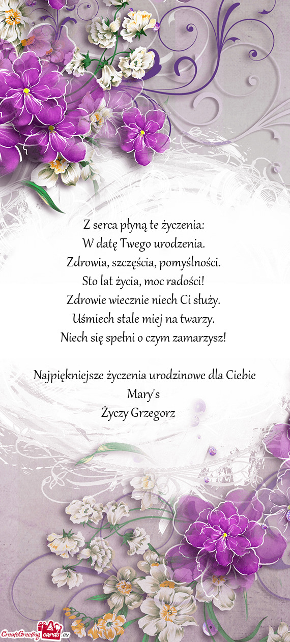 Najpiękniejsze życzenia urodzinowe dla Ciebie Mary