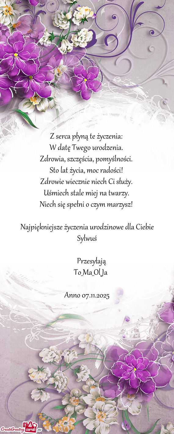 Najpiękniejsze życzenia urodzinowe dla Ciebie Sylwuś