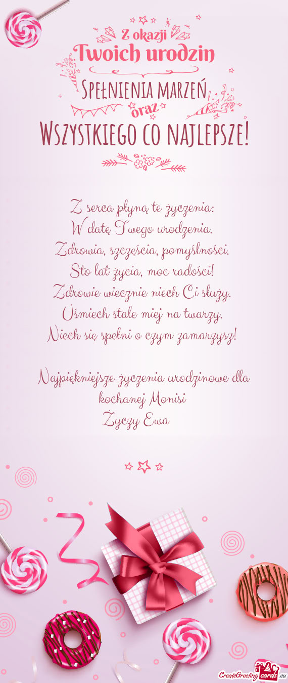 Najpiękniejsze życzenia urodzinowe dla kochanej Monisi