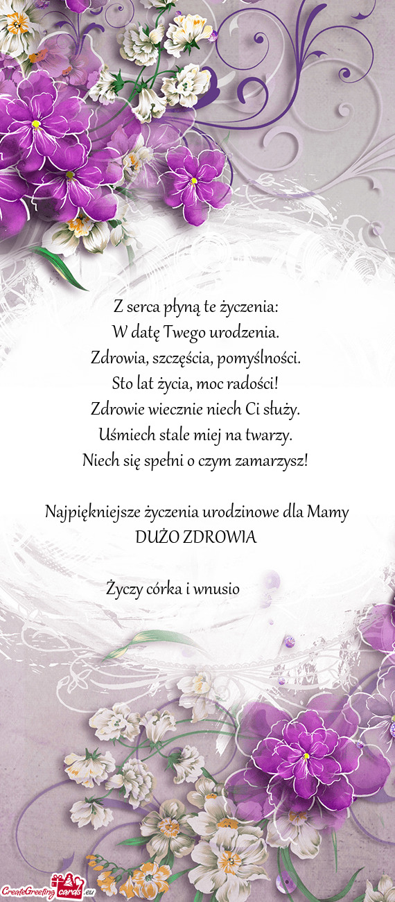 Najpiękniejsze życzenia urodzinowe dla Mamy DUŻO ZDROWIA