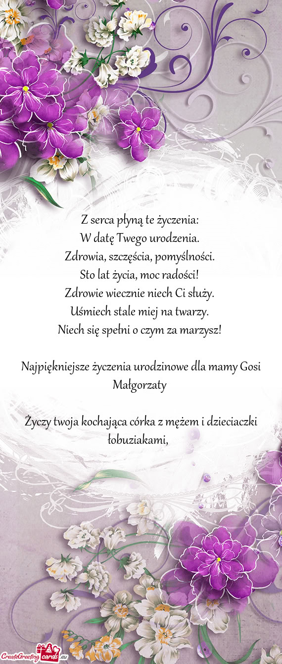 Najpiękniejsze życzenia urodzinowe dla mamy Gosi Małgorzaty