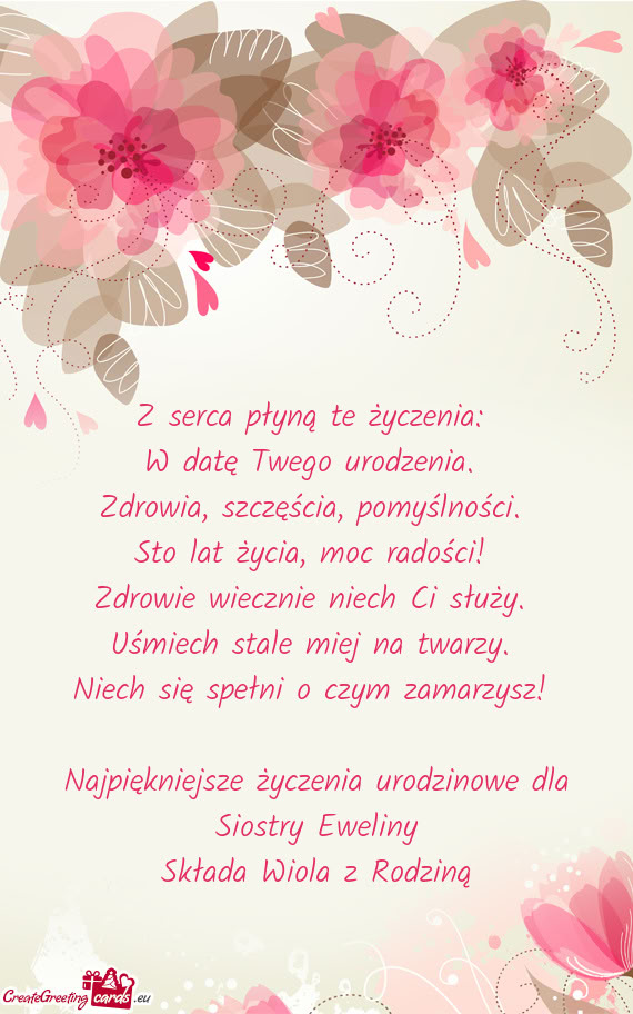 Najpiękniejsze życzenia urodzinowe dla Siostry Eweliny