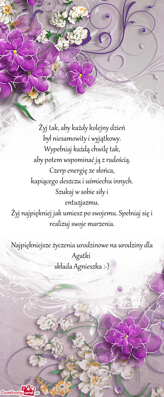 Najpiękniejsze życzenia urodzinowe na urodziny dla Agatki