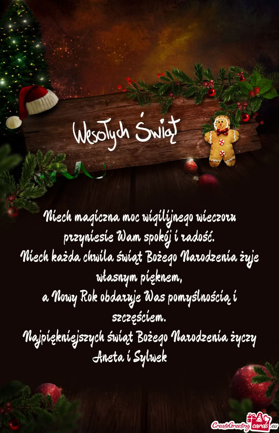 Najpiękniejszych świąt Bożego Narodzenia Aneta i Sylwek 🎄