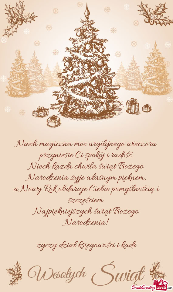 Najpiękniejszych świąt Bożego Narodzenia! dział księgowości i kadr