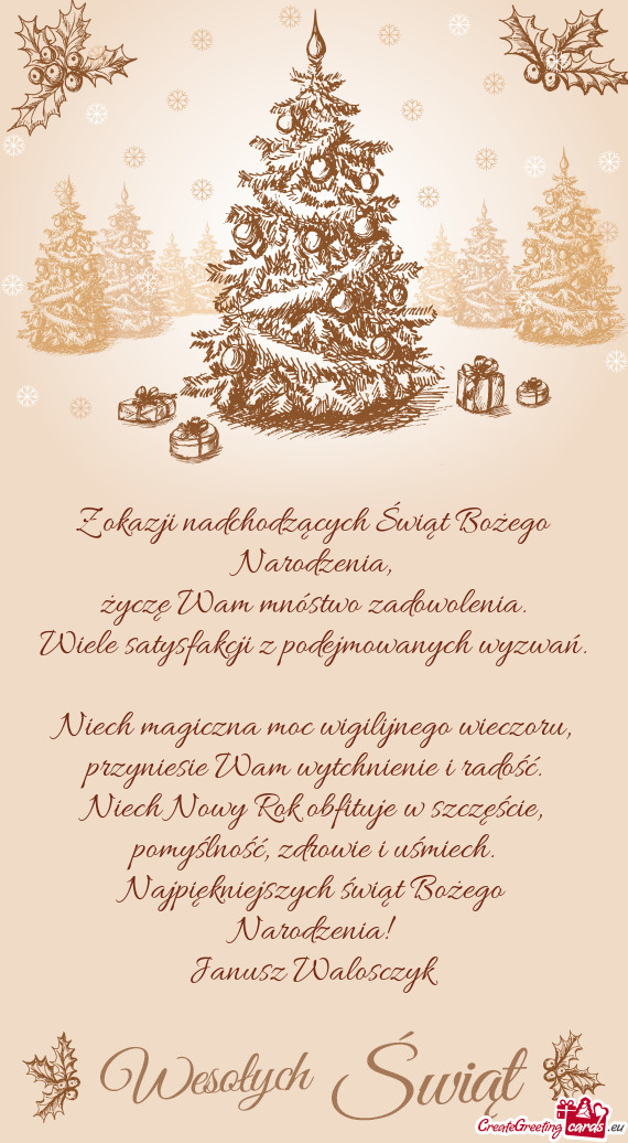 Najpiękniejszych świąt Bożego Narodzenia! Janusz Walosczyk
