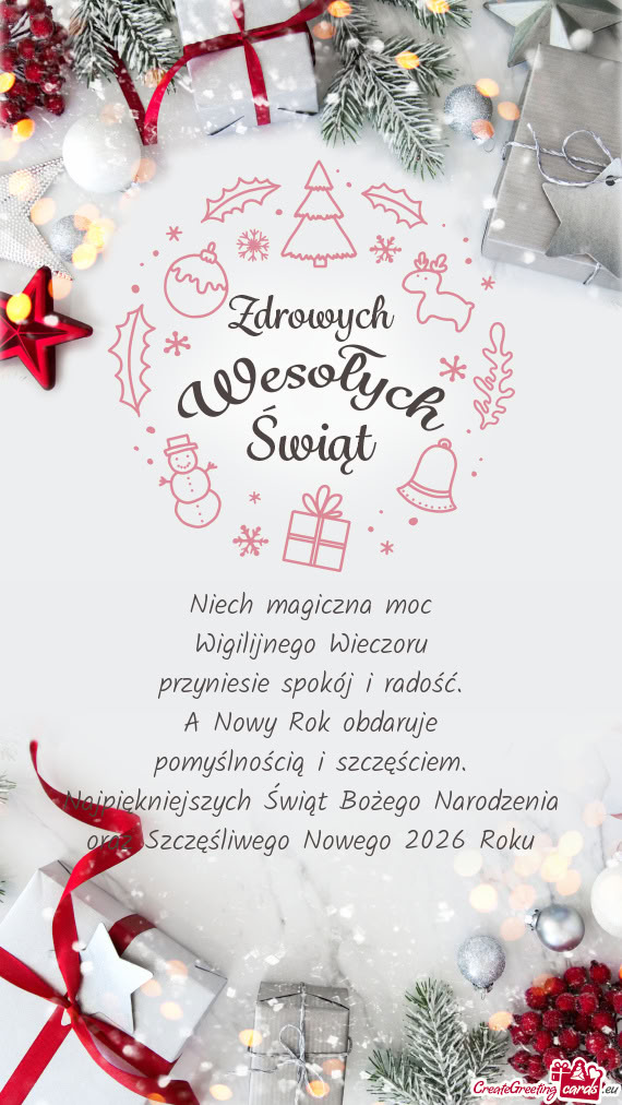 Najpiękniejszych Świąt Bożego Narodzenia oraz Szczęśliwego Nowego 2026 Roku