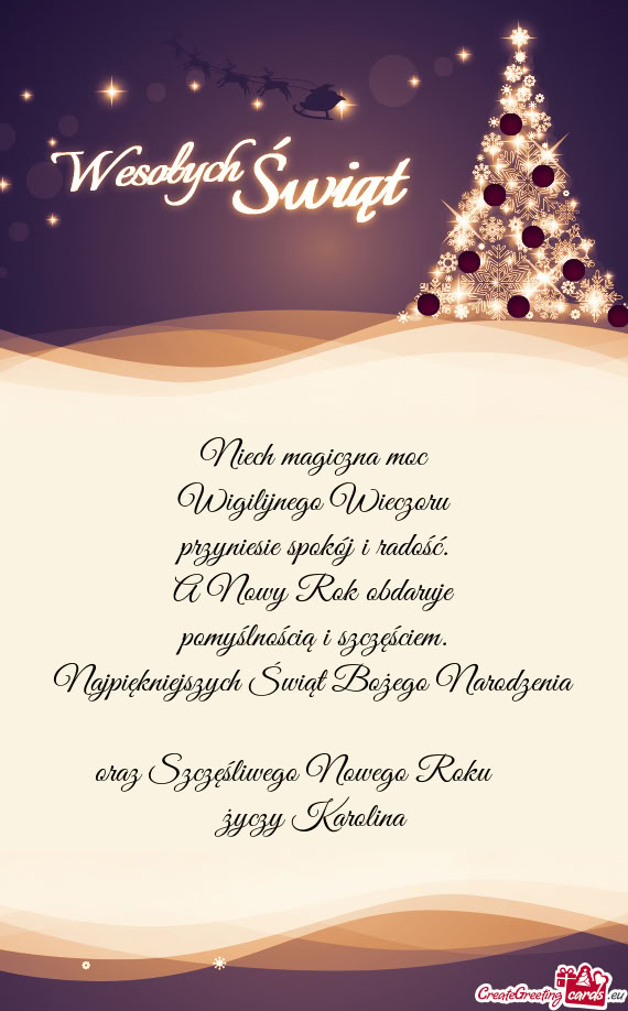Najpiękniejszych Świąt Bożego Narodzenia oraz Szczęśliwego Nowego Roku 🎄 Karolin
