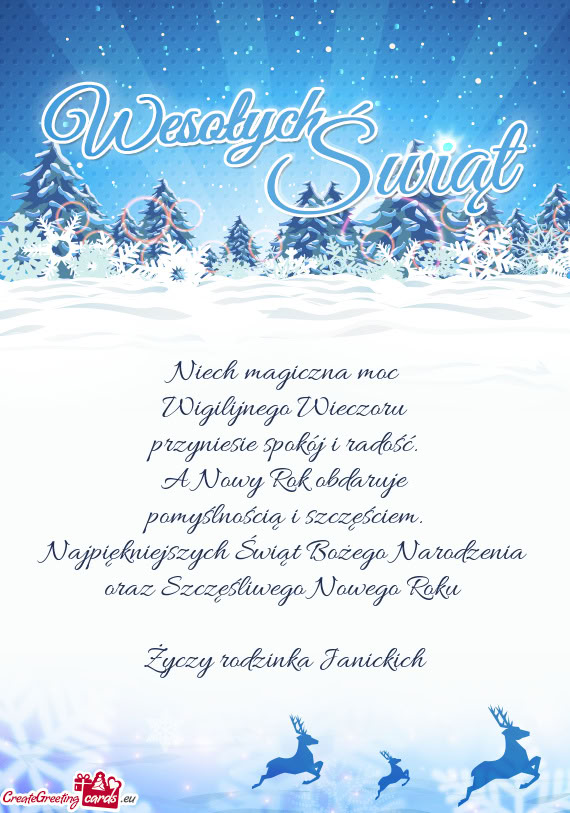 Najpiękniejszych Świąt Bożego Narodzenia oraz Szczęśliwego Nowego Roku  rodzinka