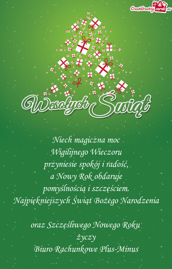 Najpiękniejszych Świąt Bożego Narodzenia oraz Szczęśliwego Nowego Roku życzy Biuro Rach