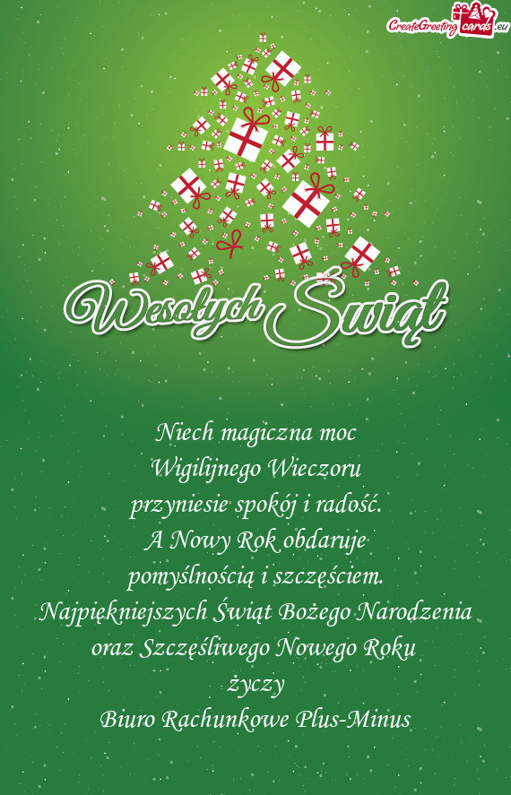 Najpiękniejszych Świąt Bożego Narodzenia oraz Szczęśliwego Nowego Roku życzy Biuro Rachu