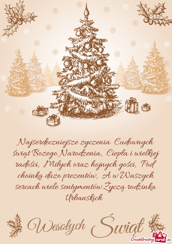 Najserdeczniejsze życzenia Cudownych świąt Bożego Narodzenia, Ciepła i wielkiej radości, Mi