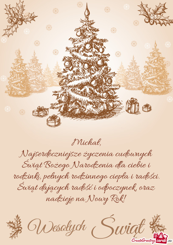 Najserdeczniejsze życzenia cudownych Świąt Bożego Narodzenia dla ciebie i rodzinki, pełnych rod