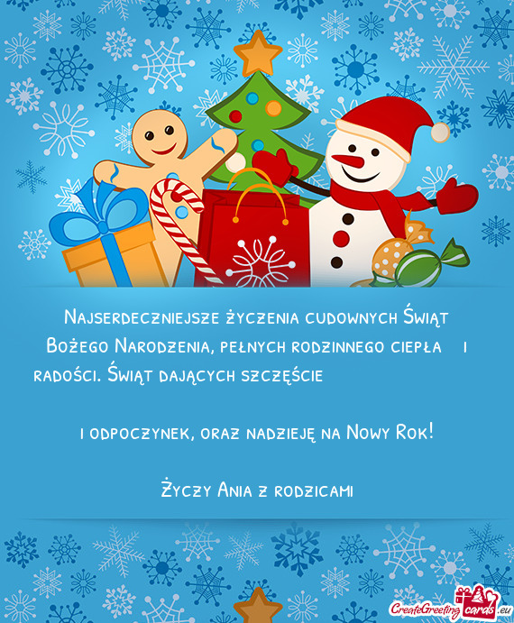 Najserdeczniejsze życzenia cudownych Świąt Bożego Narodzenia, pełnych rodzinnego ciepła i r