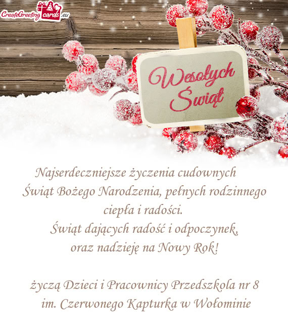 Najserdeczniejsze życzenia cudownych  Świąt Bożego Narodzenia, pełnych rodzinnego ciepła