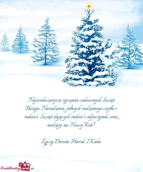 Najserdeczniejsze życzenia cudownych Świąt Bożego Narodzenia, pełnych
