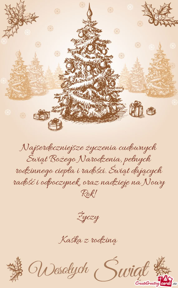 Najserdeczniejsze życzenia cudownych Świąt Bożego Narodzenia, pełnych