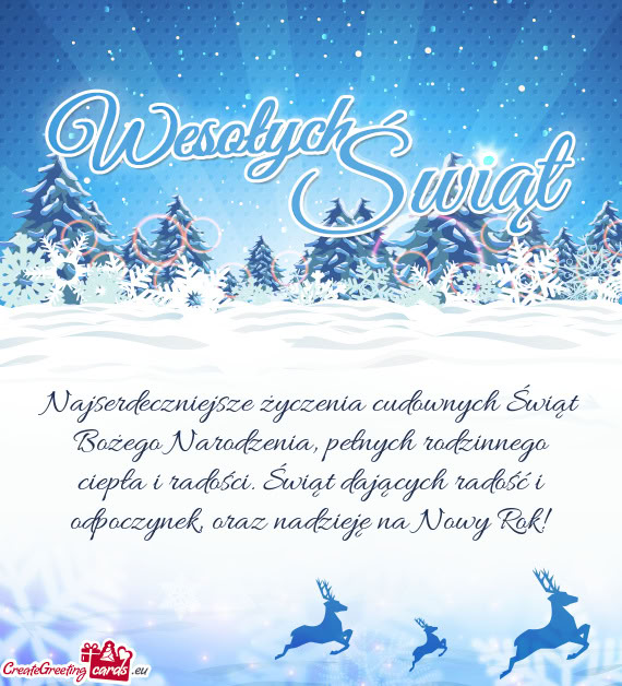 Najserdeczniejsze życzenia cudownych Świąt Bożego Narodzenia, pełnych