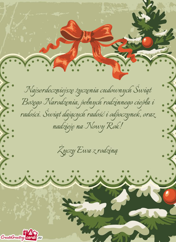 Najserdeczniejsze życzenia cudownych Świąt Bożego Narodzenia, pełnych
