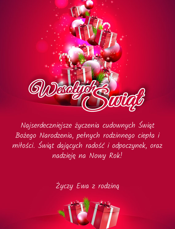 Najserdeczniejsze życzenia cudownych Świąt Bożego Narodzenia, pełnych