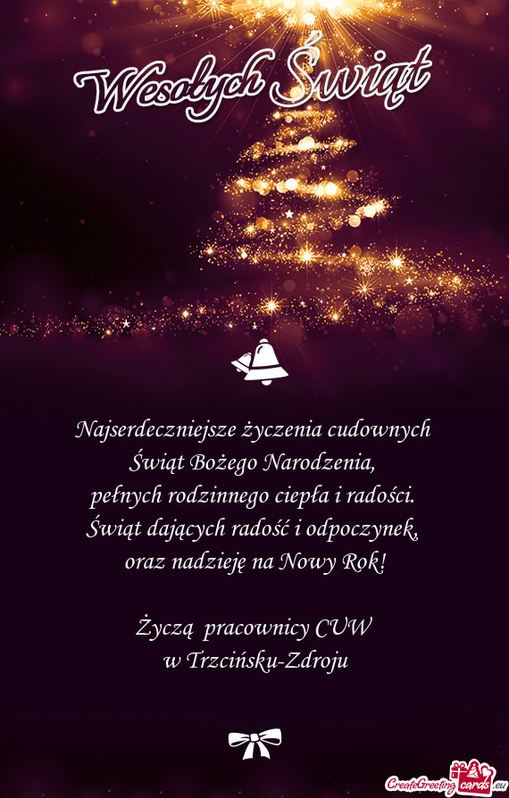 Najserdeczniejsze życzenia cudownych   Świąt Bożego Narodzenia,   pełnych