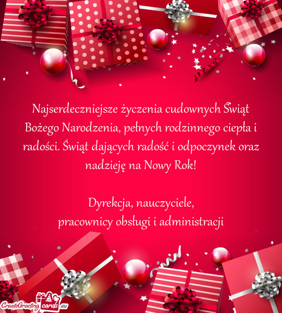 Najserdeczniejsze życzenia cudownych Świąt Bożego Narodzenia, pełnych