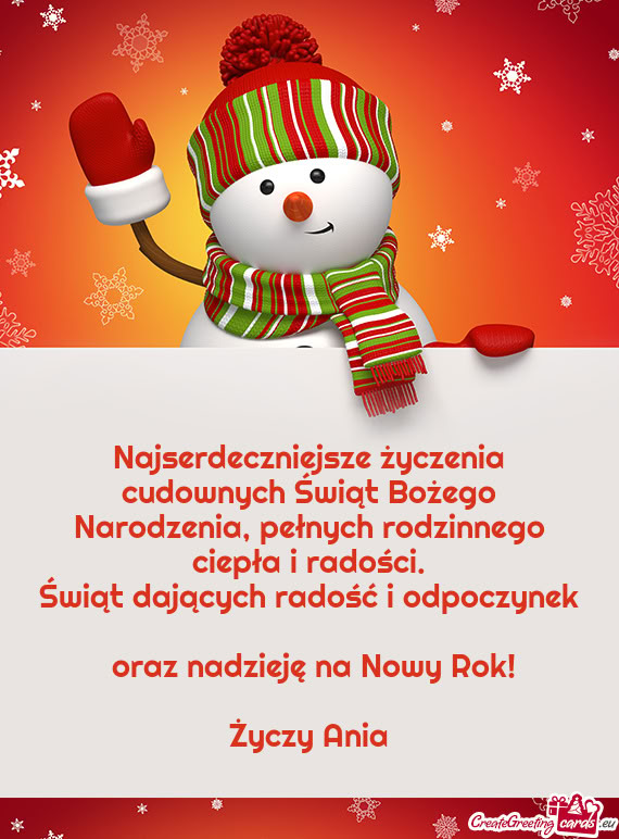 Najserdeczniejsze życzenia cudownych Świąt Bożego Narodzenia, pełnych