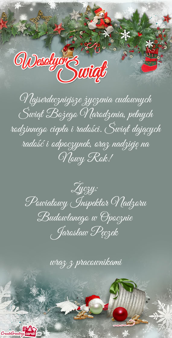Najserdeczniejsze życzenia cudownych Świąt Bożego Narodzenia, pełnych