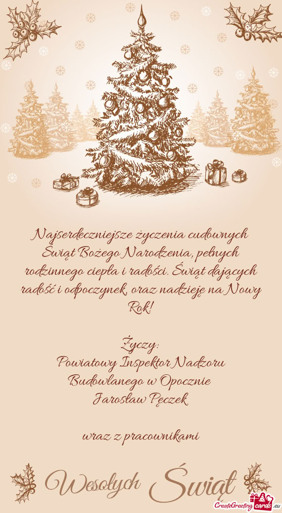 Najserdeczniejsze życzenia cudownych Świąt Bożego Narodzenia, pełnych