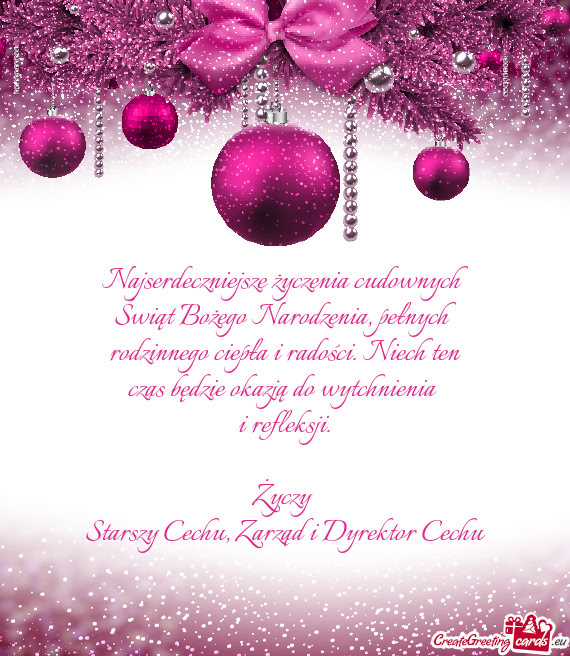 Najserdeczniejsze życzenia cudownych  Świąt Bożego Narodzenia, pełnych
