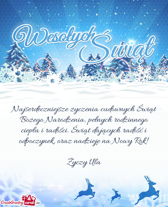 Najserdeczniejsze życzenia cudownych Świąt Bożego Narodzenia, pełnych