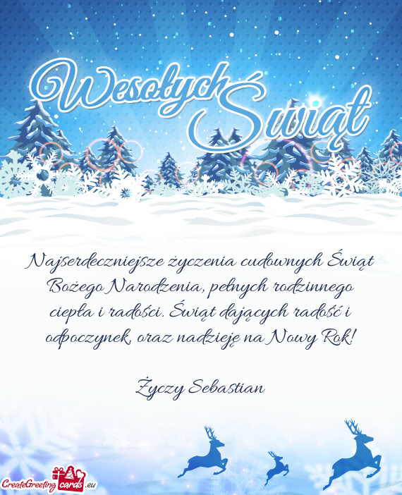 Najserdeczniejsze życzenia cudownych Świąt Bożego Narodzenia, pełnych