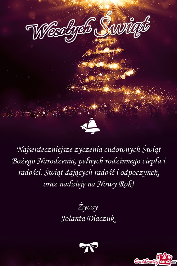 Najserdeczniejsze życzenia cudownych Świąt Bożego Narodzenia, pełnych
